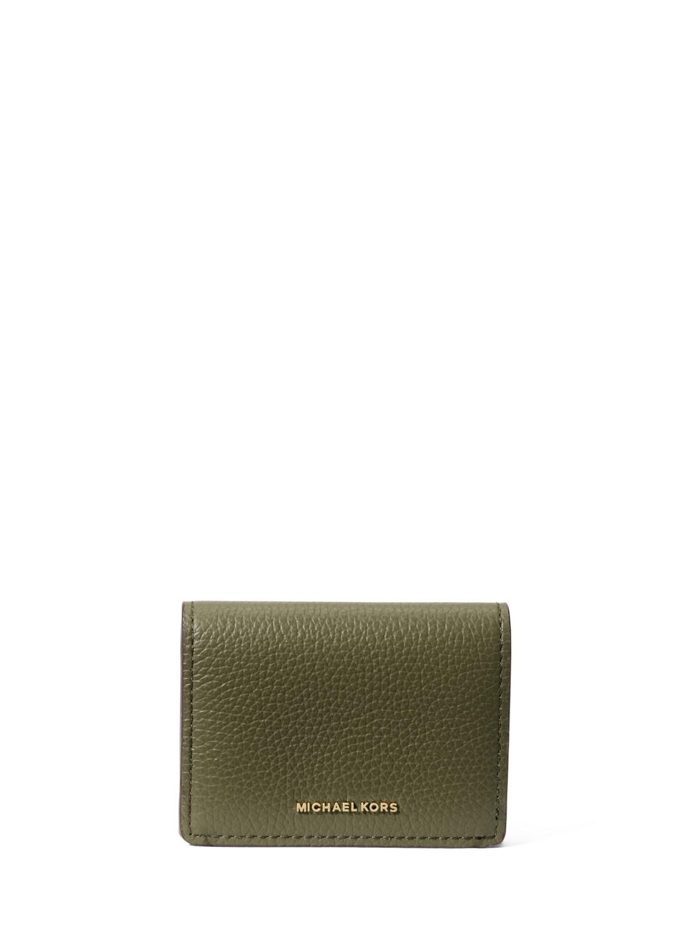 9675 Jet Set Small Flap Card Case, Gold-Tone Hardware/Pebble Leather/Ivy